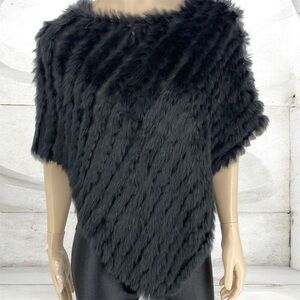 Soyaconcept Rabbit fur Knit Poncho One Sz